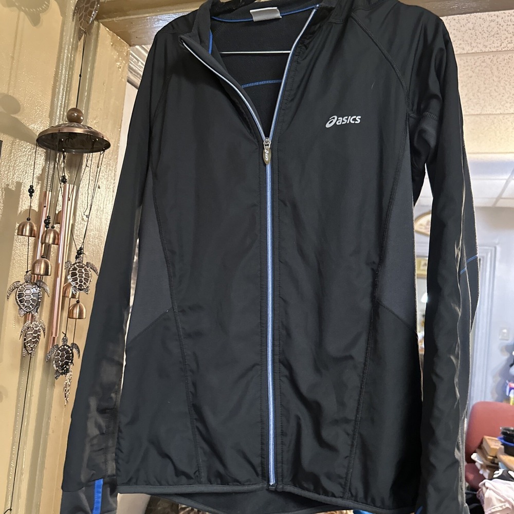 Asics Zip Front Black Water & Wind Resistant Running Jacket Men's Small